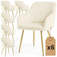 ČALÚNENÁ STOLIČKA, sada 6 ks, kovové nohy, krémová, zlatá 54,5/82/58 - krémová, textil (55/82/52cm) - RAUMHIRSCH FURNITURE