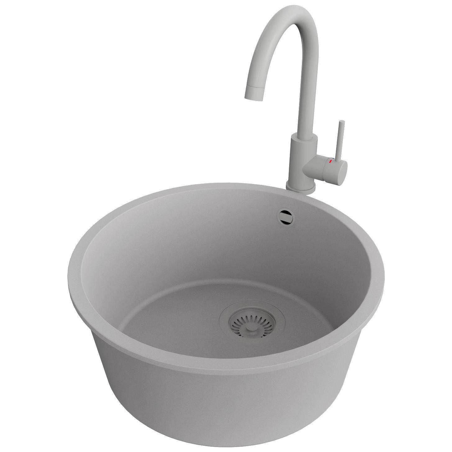 UNTERBAUSPÜLE GRANIT Valletta, 2-er set Grau 46/46 cm 1 Becken + Küchenarmatur 32/20 cm + Ablauf-Set ab 50er Unterschrank - Grau, Kunststoff (46/20/46cm) - Primagran