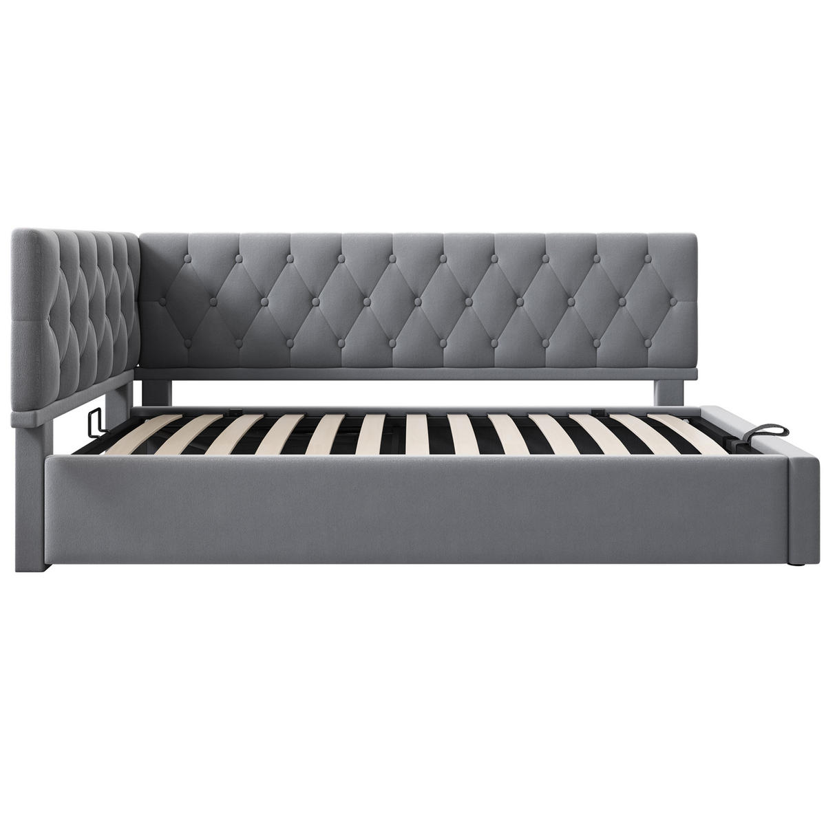 BETT 90/200 cm Grau aus Samt mit Bettkasten - Grau, Textil (90/200cm) - Flora Grace
