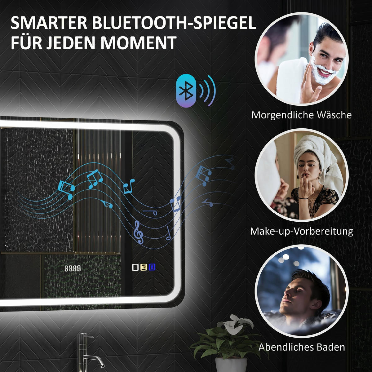 BADEZIMMERSPIEGEL Gehärtetes Glas Silber - Silberfarben, Glas (2.9/60/80cm) - HOMCOM