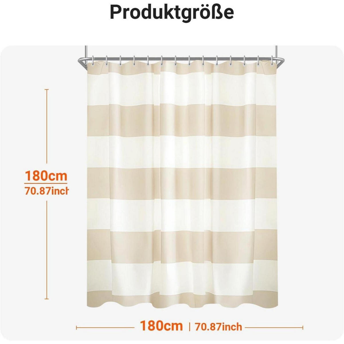 DUSCHVORHANG Beige Streifen 180 x 180 cm - Multicolor, Textil (180/180cm)