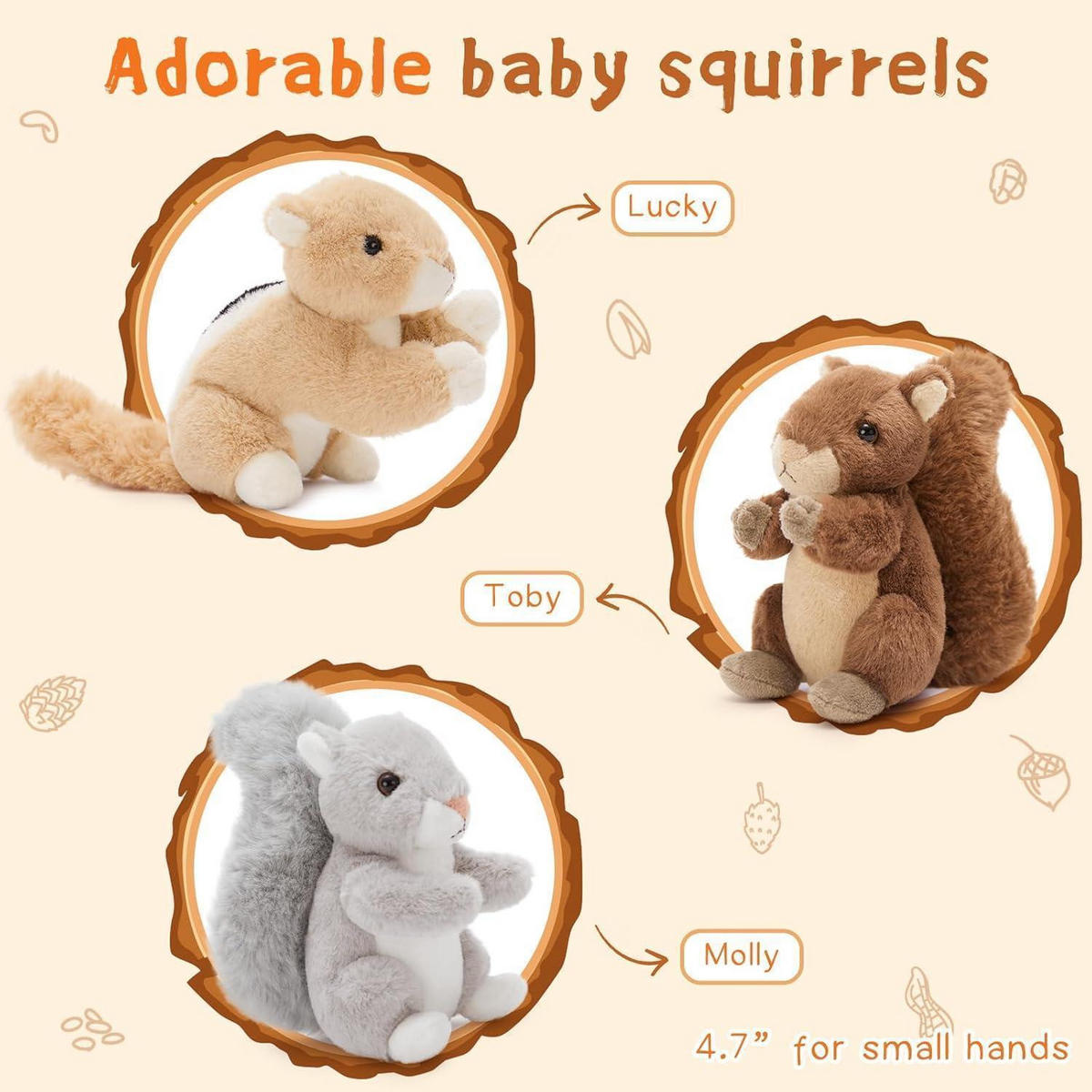 STOFFTIER 4-teiliges Set Eichhörnchen mit Babys 35cm Maroon-brown - Braun, Textil (30/35cm)
