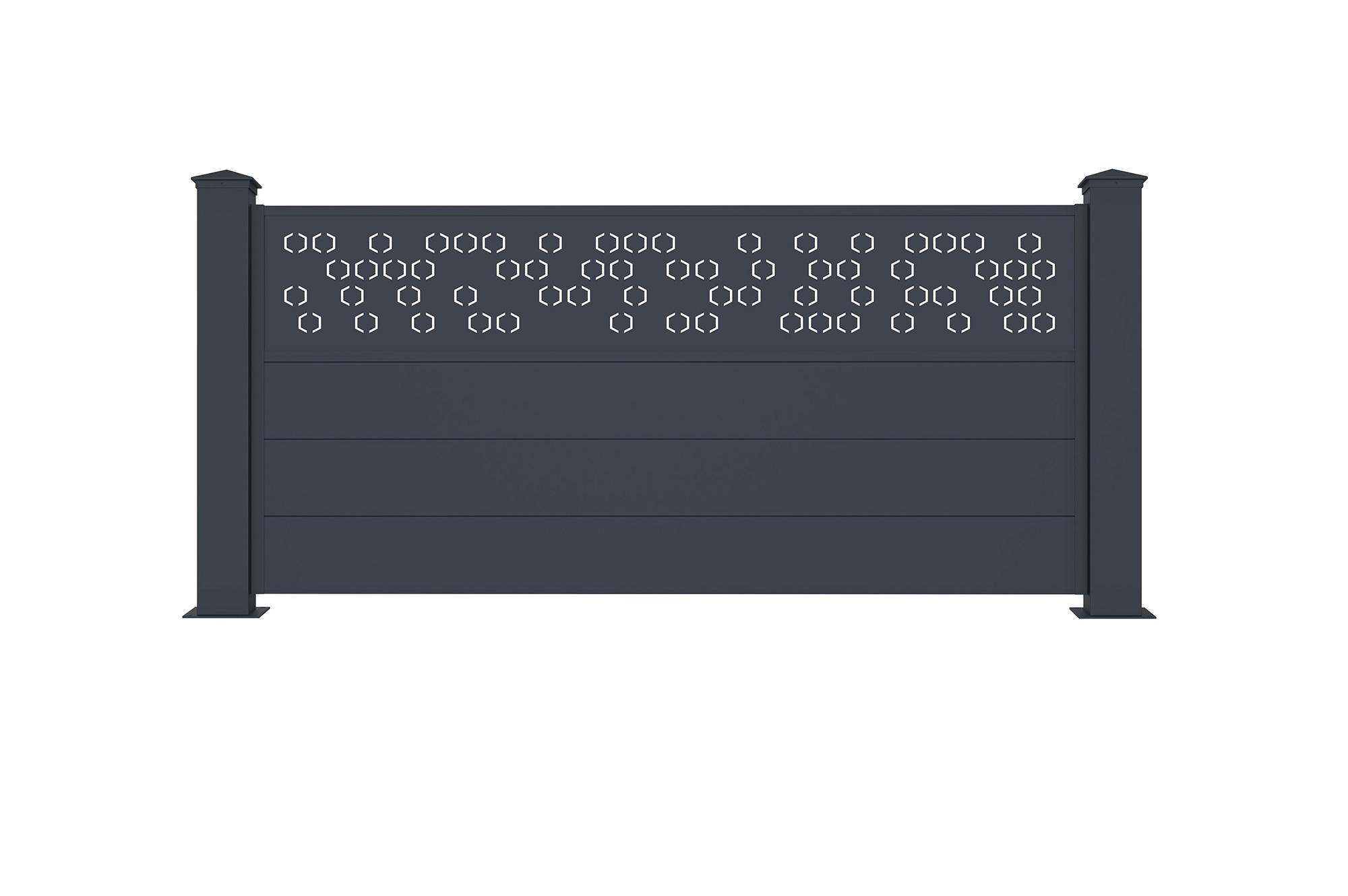 VORGARTENZAUN 2er-Set Adula grau 1,9m H.90cm aluminium - Grau, Metall (378/89cm) - Casanoov