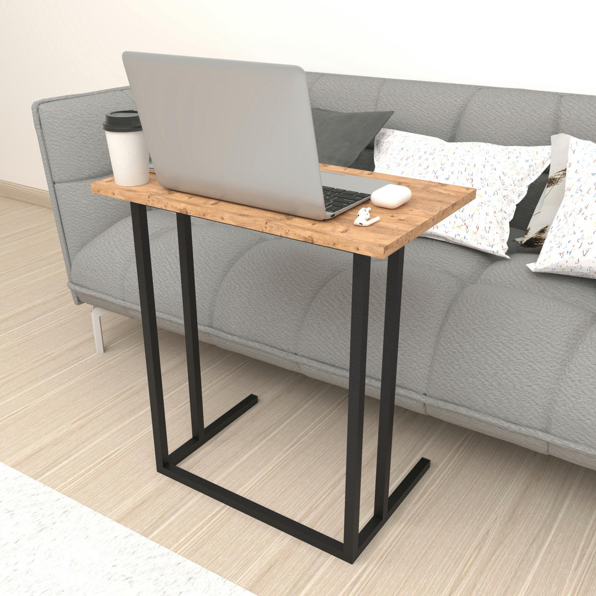 LAPTOPTISCH Högsby - Eichefarben, Holzwerkstoff (36/60/66cm) - [en.casa]
