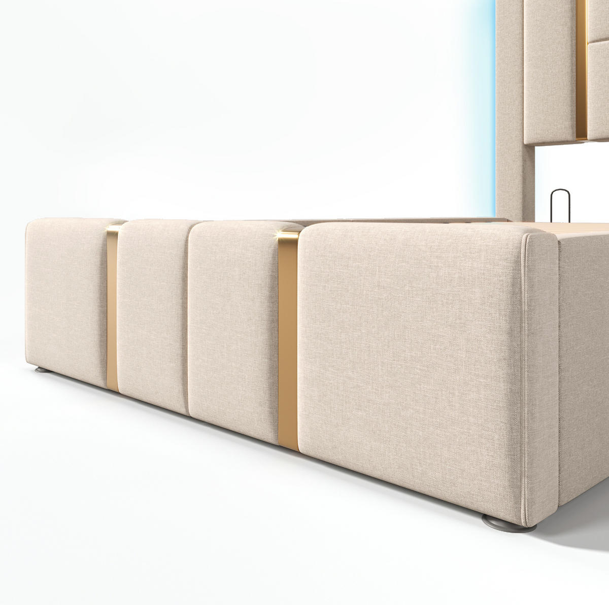 POLSTERBETT 90/200 cm Beige aus Leinen mit Stauraum - Beige, Textil (90/200cm) - OKMYHOME