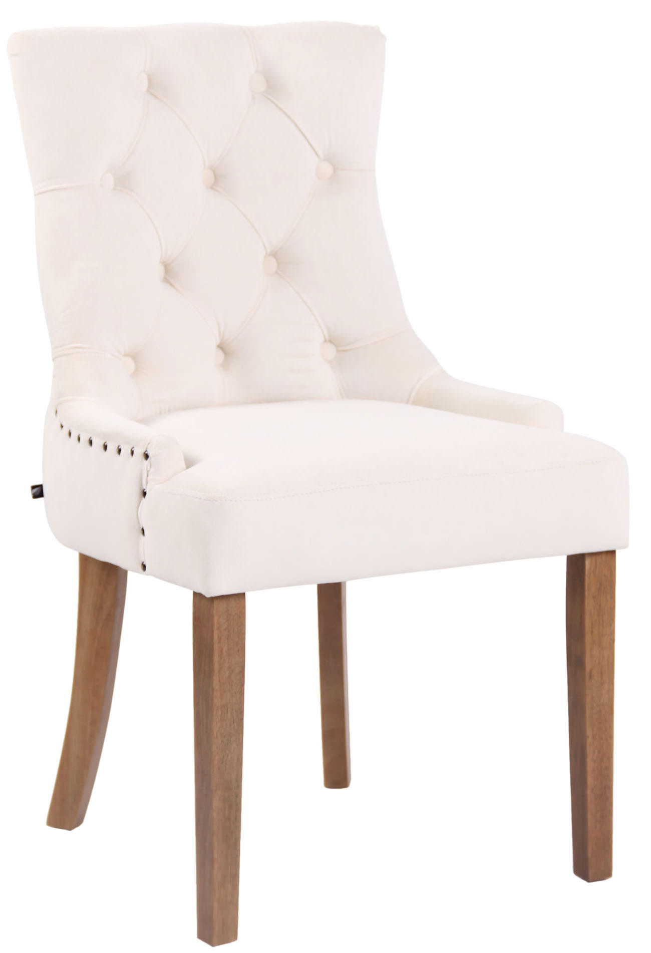 ESSZIMMERSTUHL Aboli Samt, antik-hell Creme - Hellbraun/Naturfarben, Holz/Textil (55/92/58cm) - TPFLiving