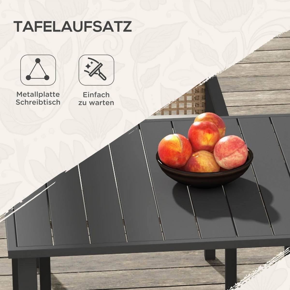 GARTENMÖBEL Set, PE-Rattan Natur+Schwarz - Schwarz/Naturfarben, Kunststoff - Outsunny