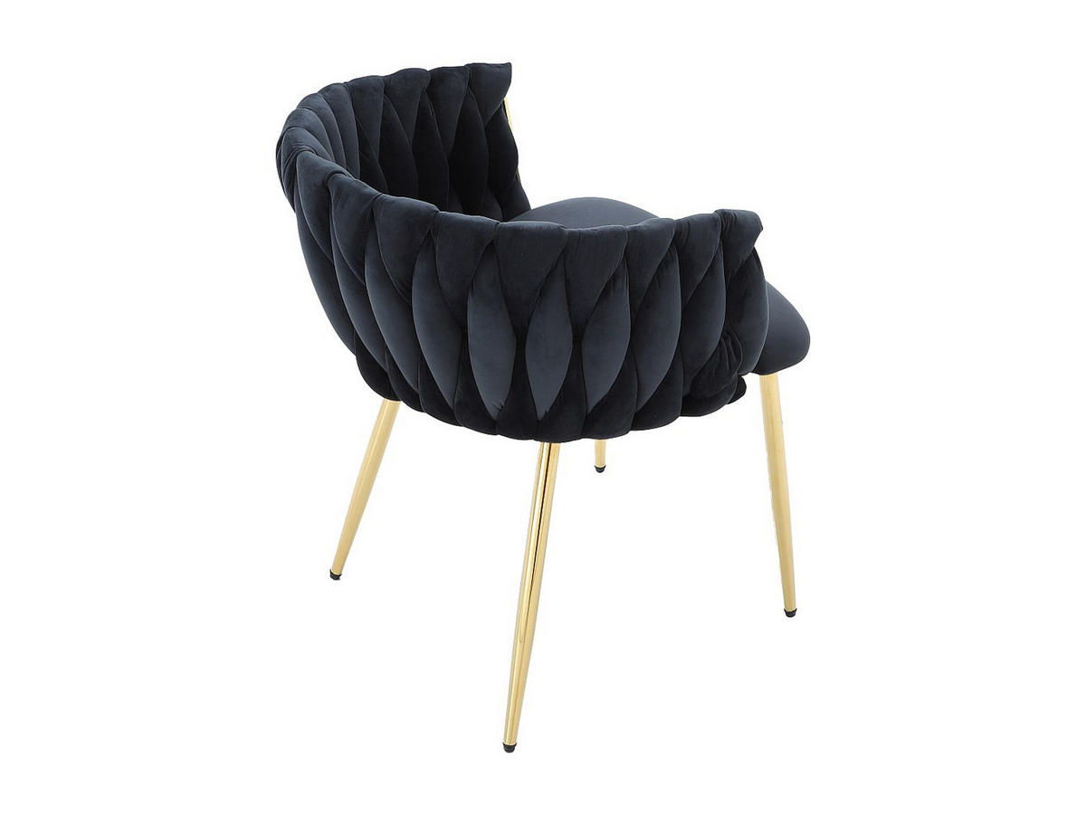 STUHL mit Armlehnen 6er-Set - Samt & goldfarbenes Metall - Schwarz - ELEGANO - Schwarz, Textil (59/74/57cm) - Vente-Unique