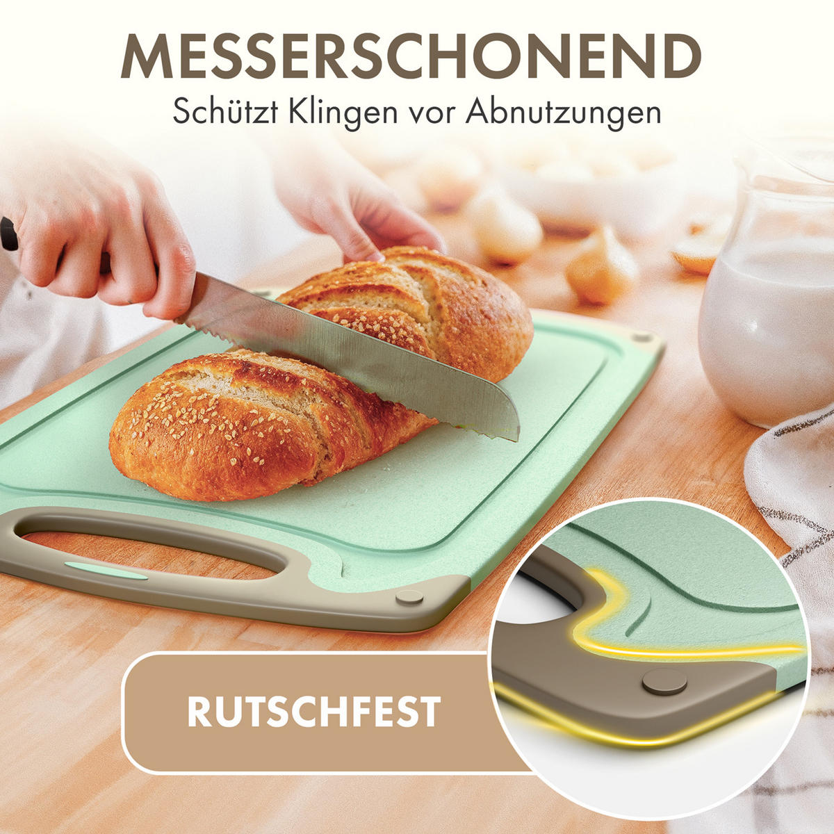 SCHNEIDEBRETT 2er Set Grün - Grün, Kunststoff (24.5/40cm) - Blumtal