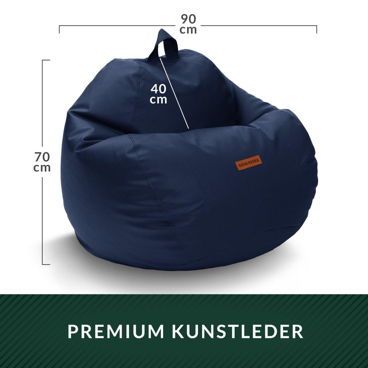 INDOOR SITZSACK Scoop Kunstleder - Dunkelblau, Textil (90/70/70cm) - Green Bean