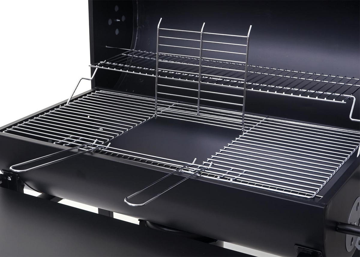 GRILLWAGEN MIT DECKEL UND ABLAGE Schwarz - Schwarz, Metall (93/103/70cm) - MCW