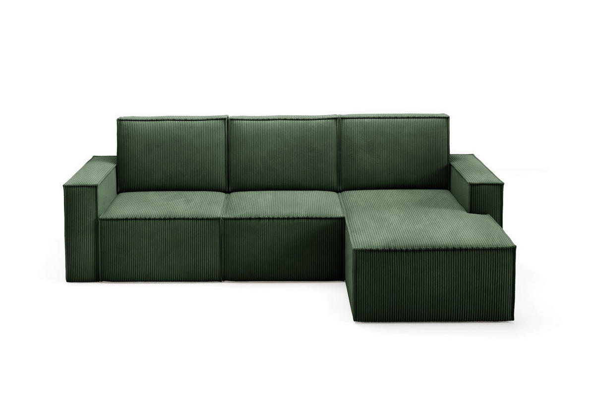 ECKSOFA Orto Grün, Dreisitzer Kordecksofa linke seite - Grün, Holzwerkstoff/Textil (180/142cm) - Bettso