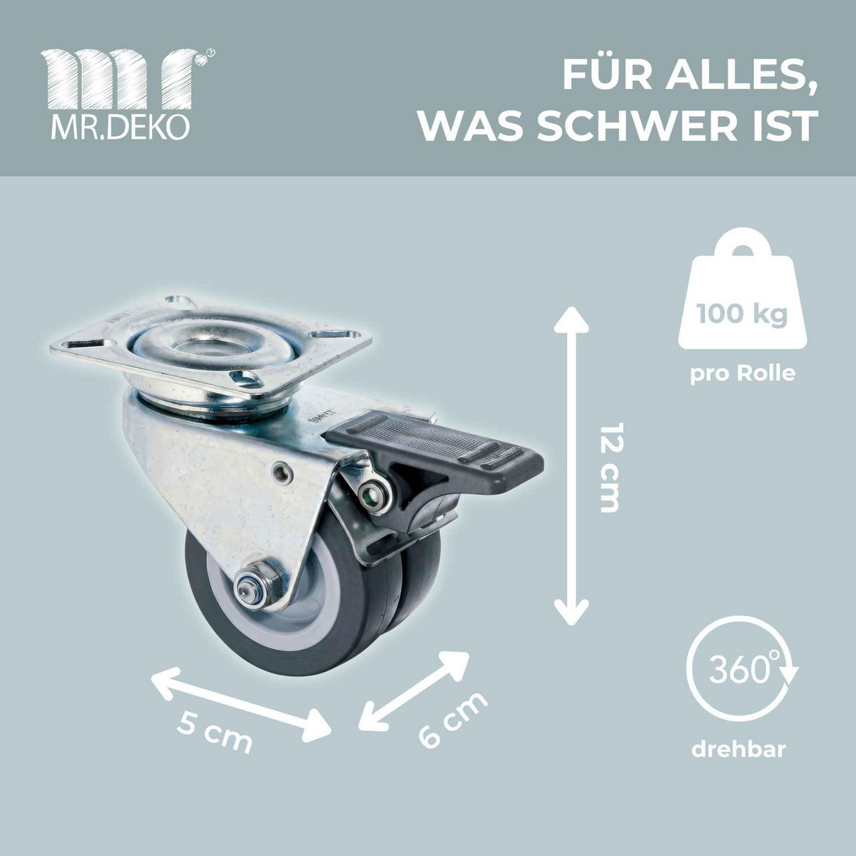 DOPPELLENKROLLEN 4er Set für Strandkorb - Silberfarben, Metall (6/7/12cm) - Mr. Deko