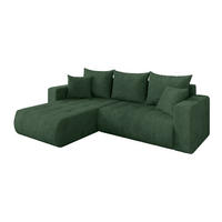 ROHOVÁ SEDAČKA s funkcí spaní, otoman vlevo MILA-L 277x194x86 zelená manšestr - černá/tmavě zelená, kompozitní dřevo/textil (277/194cm) - ALTDECOR