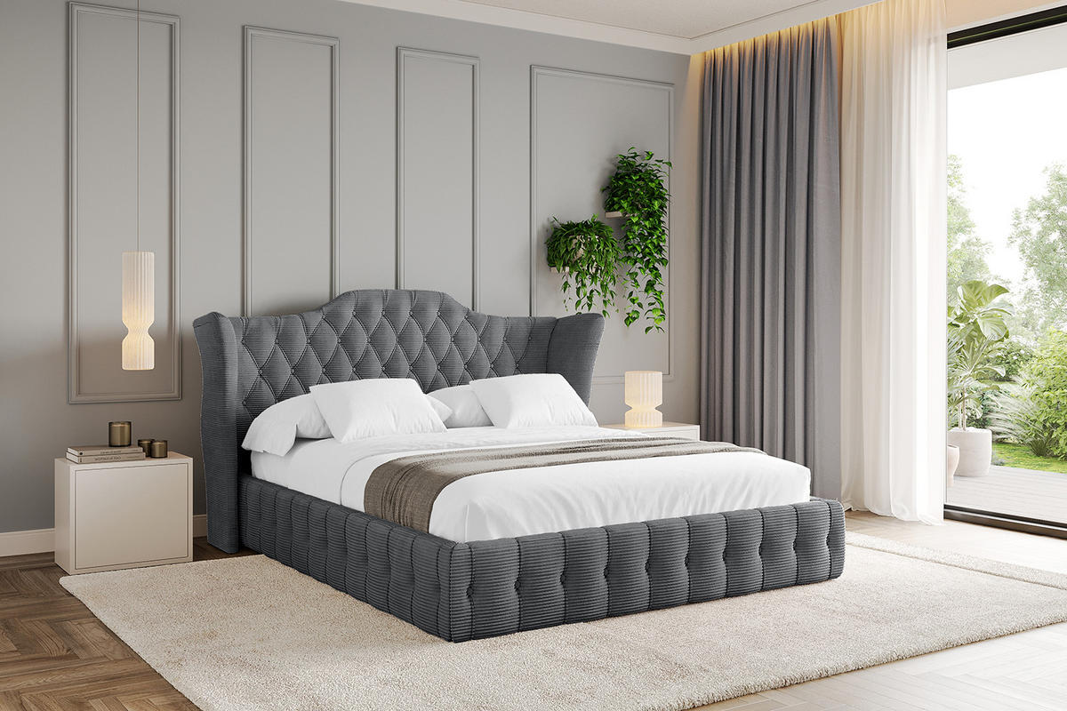 POLSTERBETT mit Bettkasten und Lattenrost, Bett mit Matratze H3/H4 - MODY 120x200 Dunkelgrau - Anthrazit, Holzwerkstoff/Textil (120/200cm) - ALTDECOR