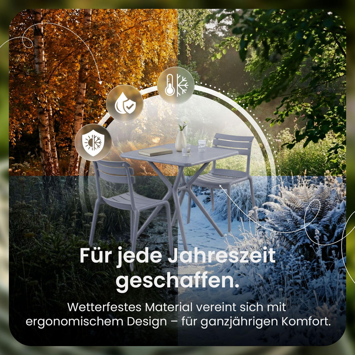 GARTENSITZGRUPPE 2 Kunststoff Grau - Grau, Kunststoff - CLP