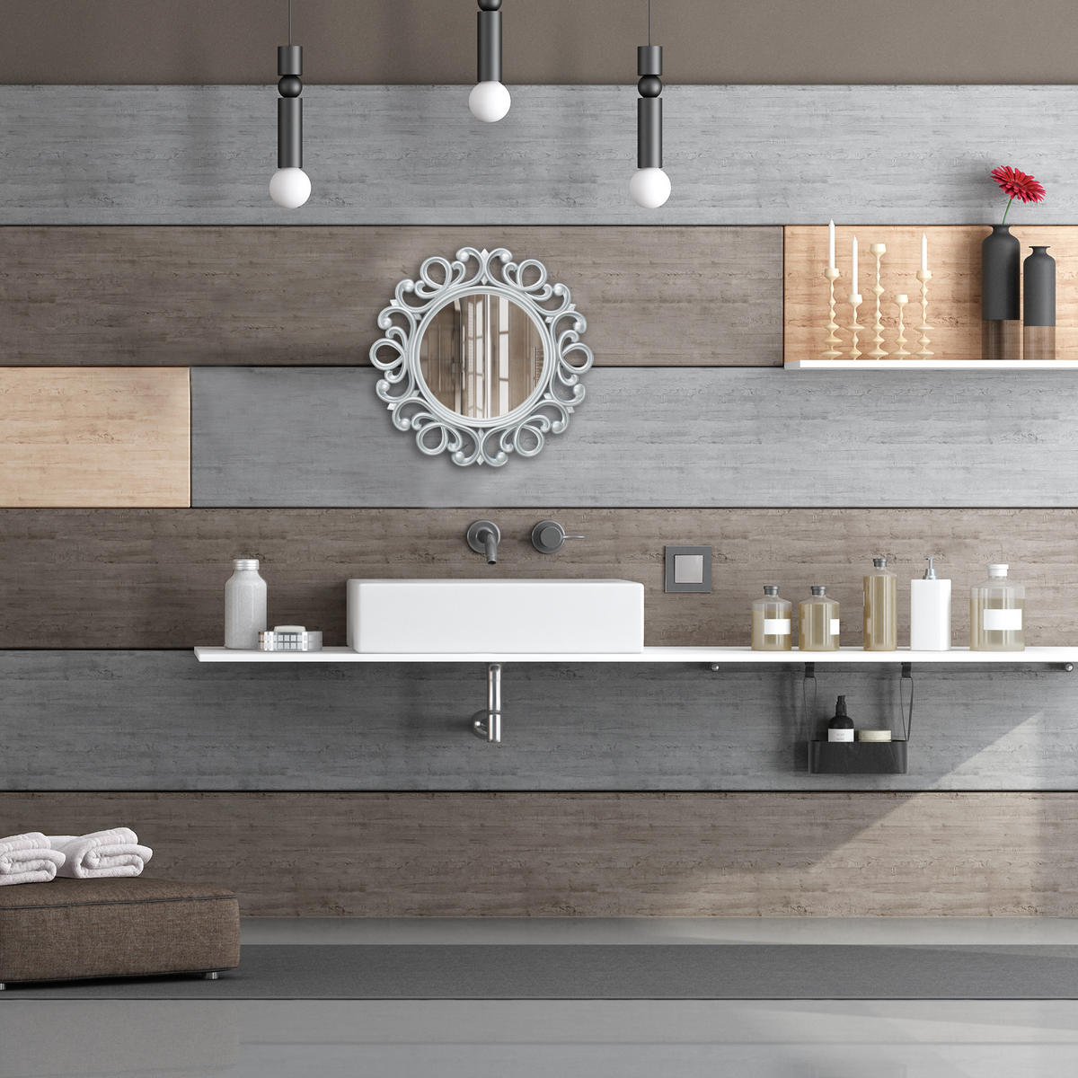 WANDSPIEGEL - Multicolor, Glas/Wellpappe (50/50/3cm) - Relaxdays