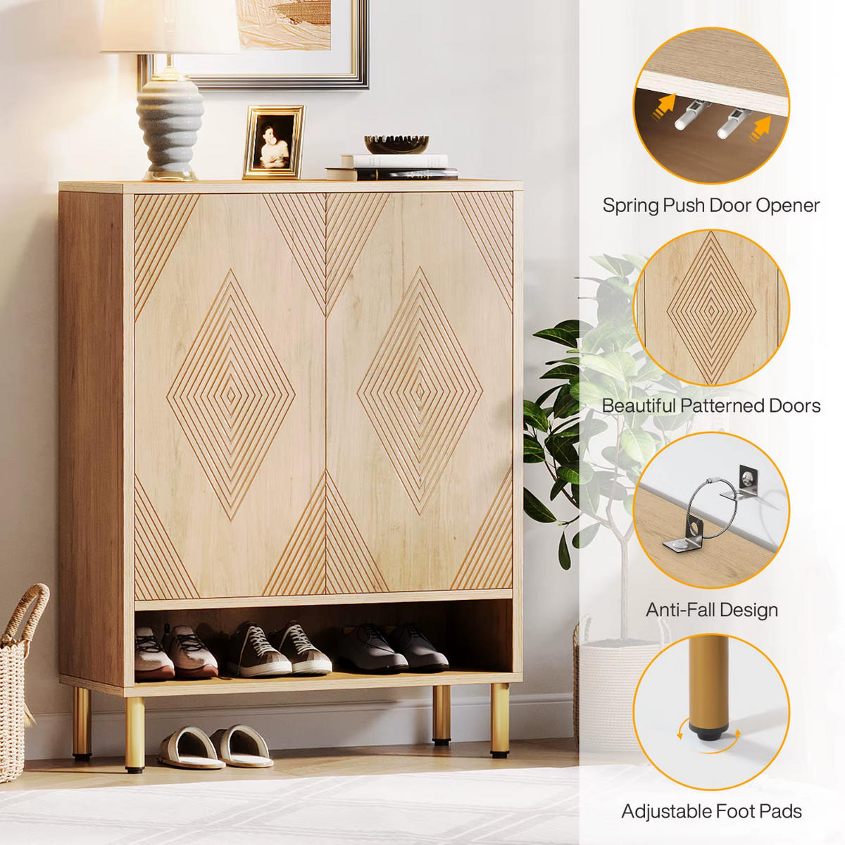 SCHUHSCHRANK Holz Natur 73/35/116 cm - Alteiche, Holzwerkstoff (73/116/35cm) - Quality Elegance