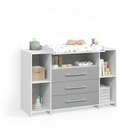 WICKELKOMMODE Torino Weiß/Grau XL mit Schubladen - Weiß/Grau, Holzwerkstoff (143/100/70cm) - Livinity®
