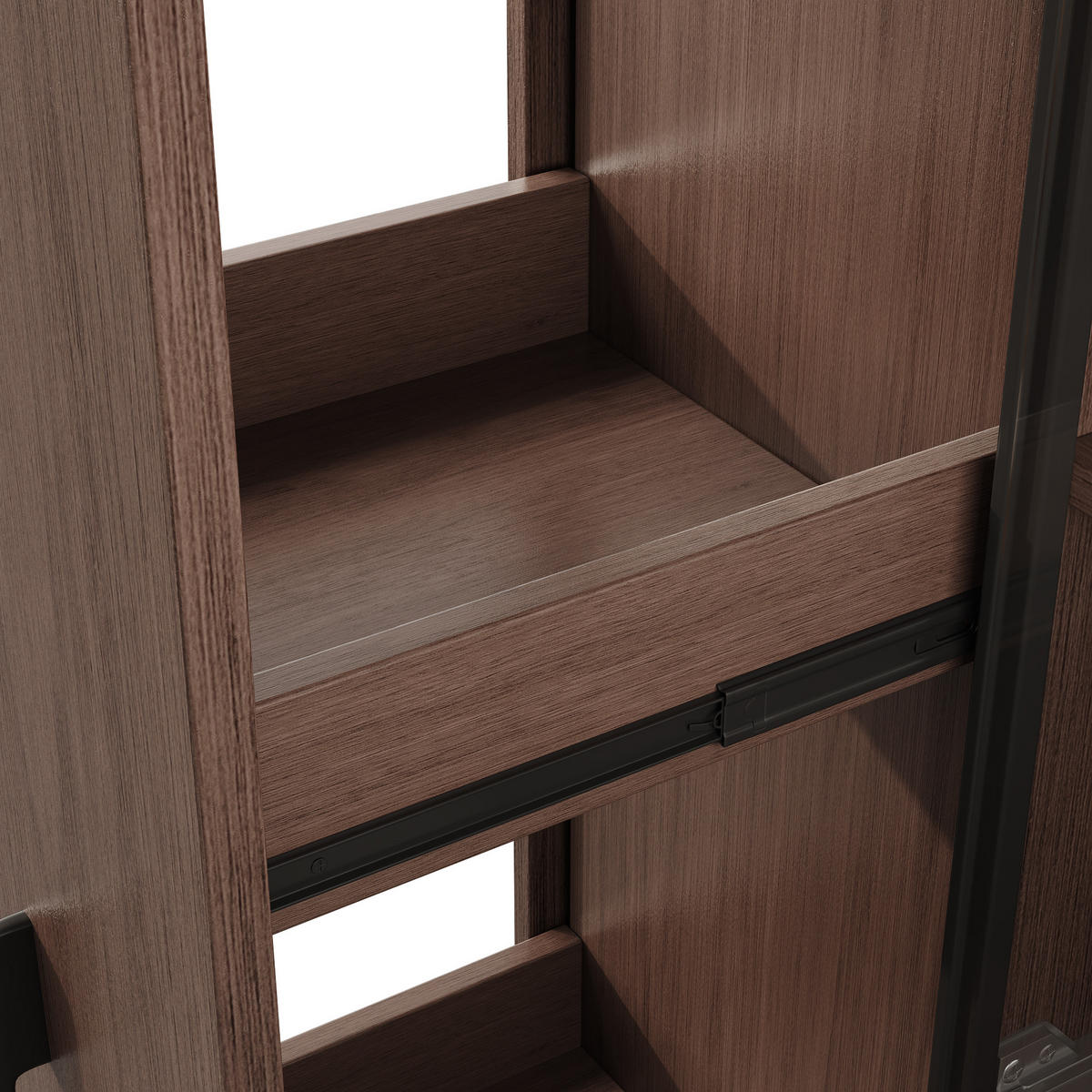 VITRINE 70cm Walnuss Glas LED Ausziehregal modern - Braun, Holzwerkstoff (70/160/38cm) - FLIEKS
