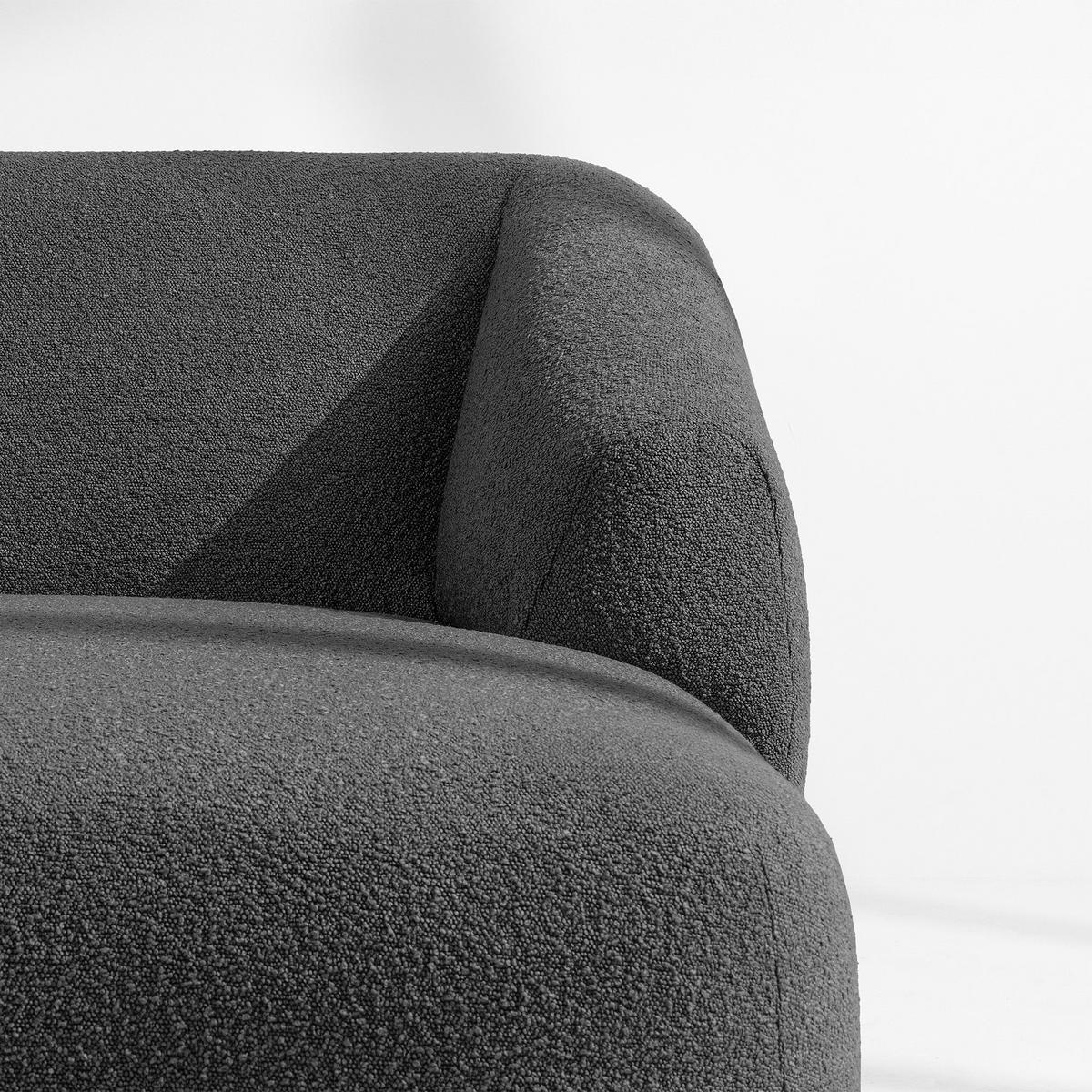 ECKSOFA RECHTS VIRA, Dunkelgrau, Bouclé - Dunkelgrau/Schwarz, Holz/Holzwerkstoff (300/160cm) - KONSIMO®