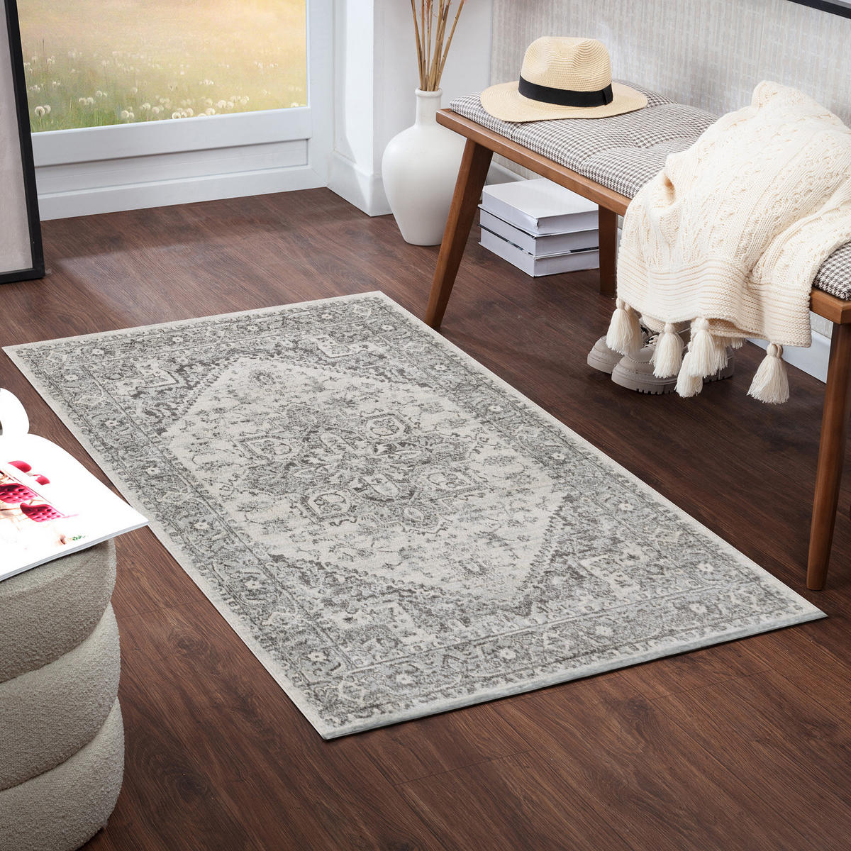 VINTAGE-TEPPICH 80/150 cm Grau - Grau, Naturmaterialien/Textil (80/150cm) - LIVABLISS