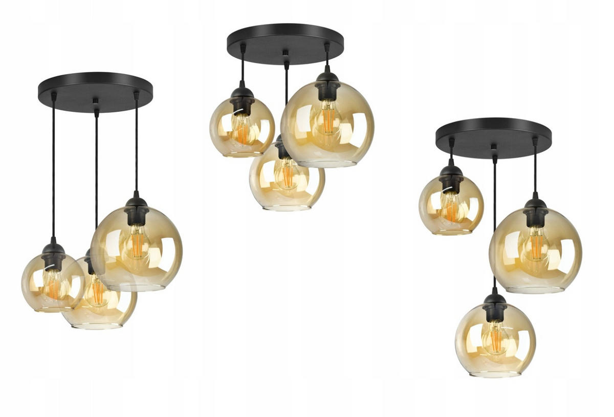 PENDELLEUCHTE HAGEN - Transparent/Schwarz, Glas/Metall (45/45/80cm) - kiki design