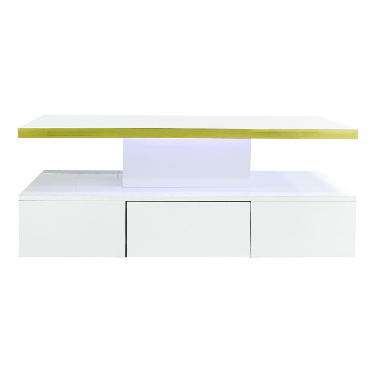 COUCHTISCH in Hochglanz mit LED-Beleuchtung - Weiß, Holzwerkstoff (50/100/38.5cm) - Urban Meuble