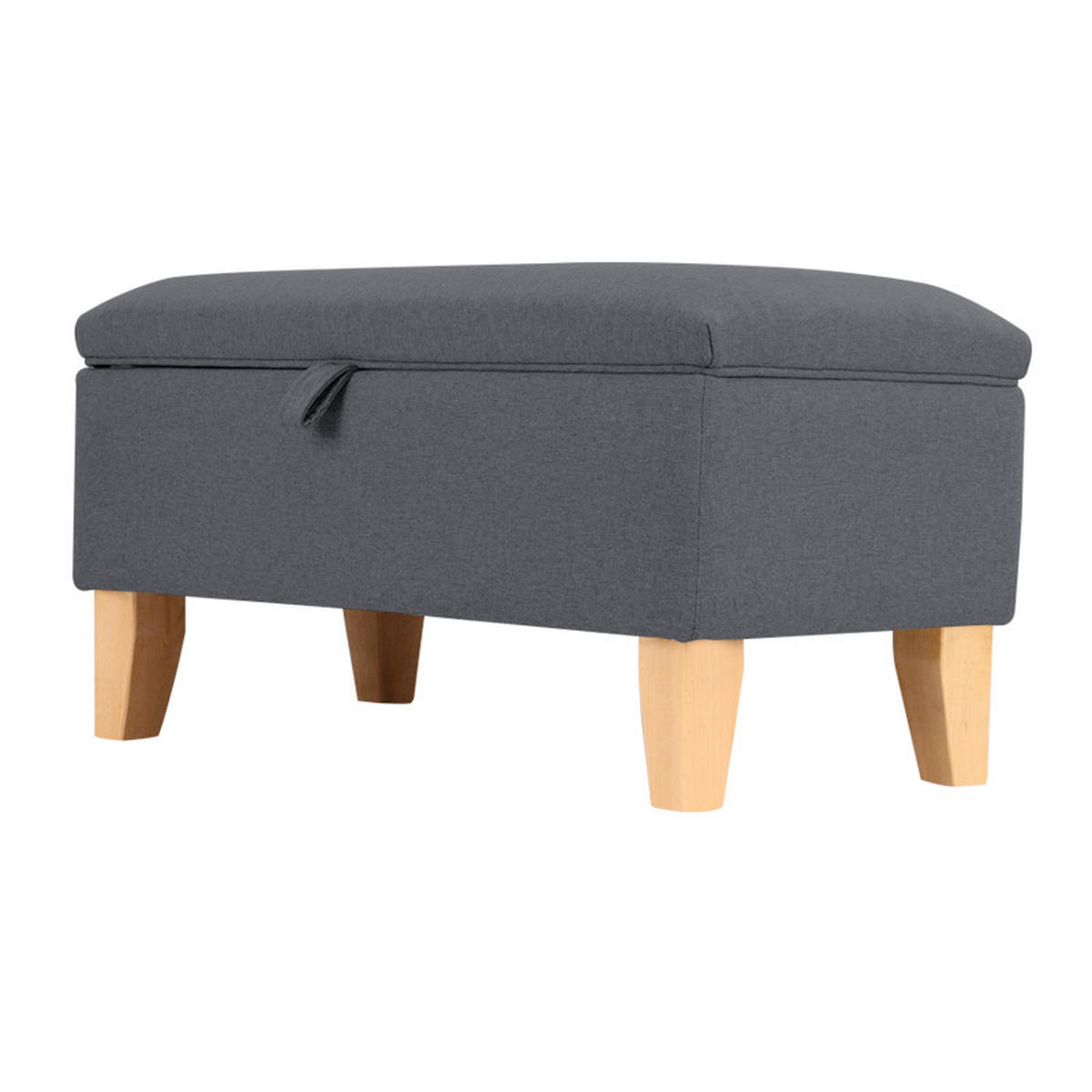 POLSTERHOCKER Aufbewahrungshocker 2-in-1-Design mit Stauraum Holzbeine Leinen in Dunkelgrau 71 x 37 x 34 cm - Dunkelgrau, Holz/Textil (71/34/37cm) - Livingandhome