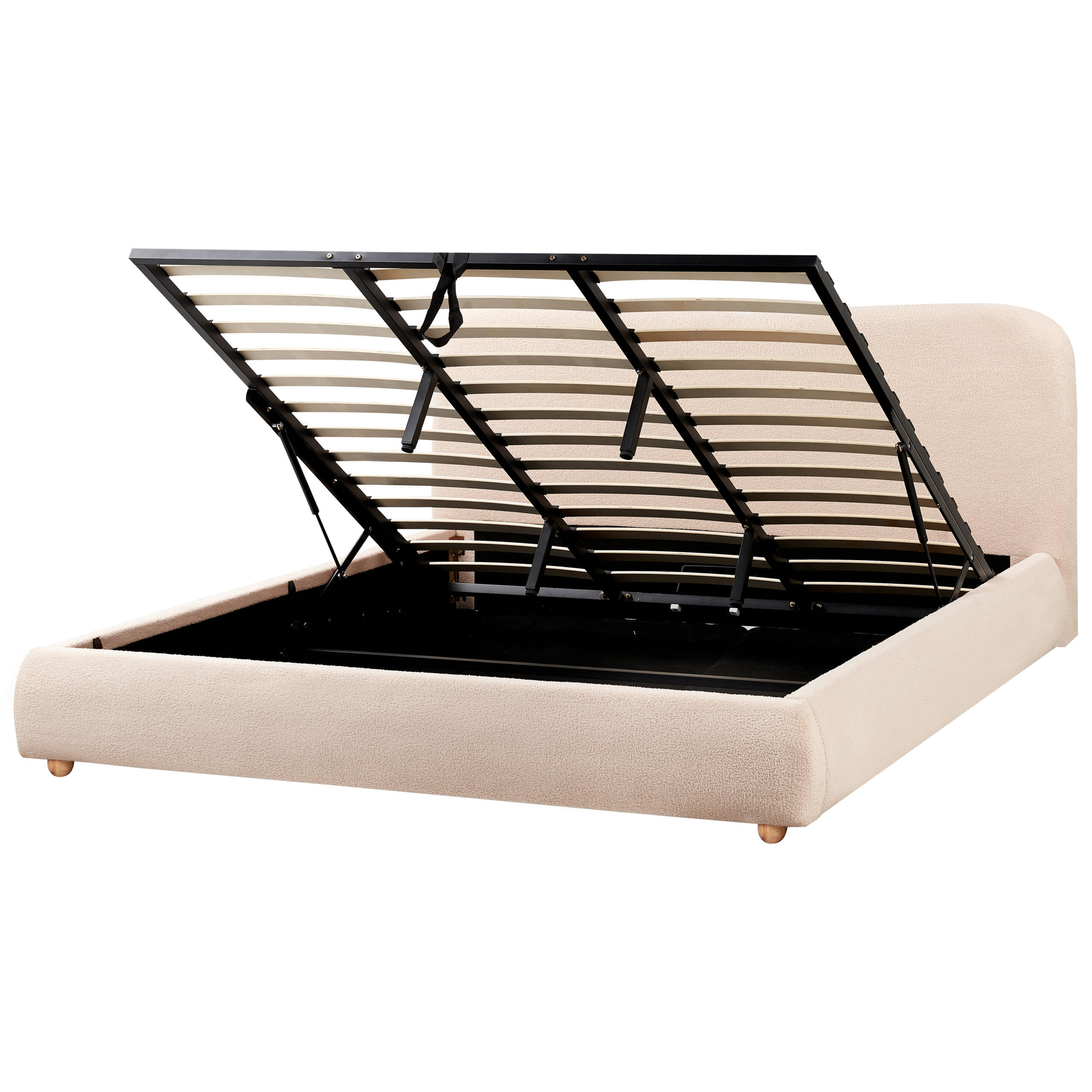 BETT mit Stauraum 180x200 cm Beige Blagnac - Beige, Textil (180/200cm) - Beliani