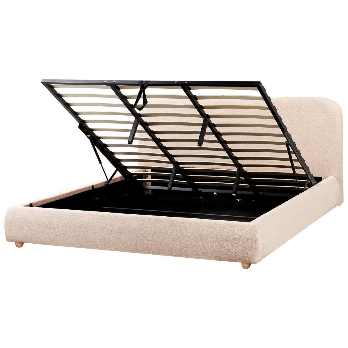 BETT mit Stauraum 180x200 cm Beige Blagnac - Beige, Textil (180/200cm) - Beliani