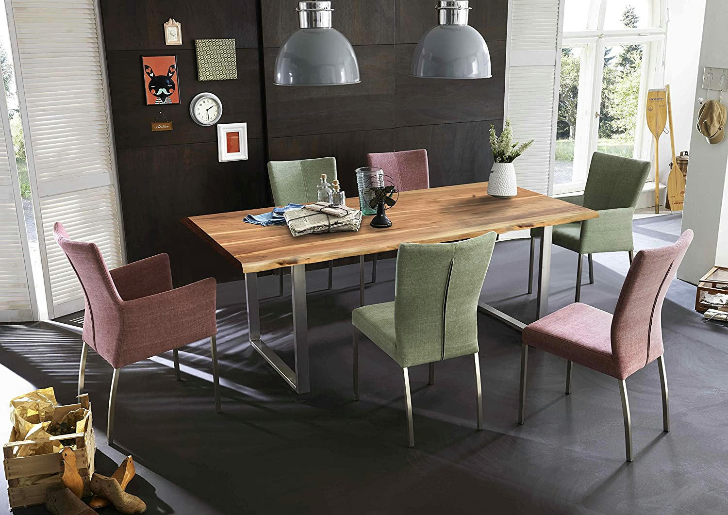 ESSTISCH TOPS&TABLES - Beige/Silberfarben, Holz/Metall (100/200/77cm) - SAM