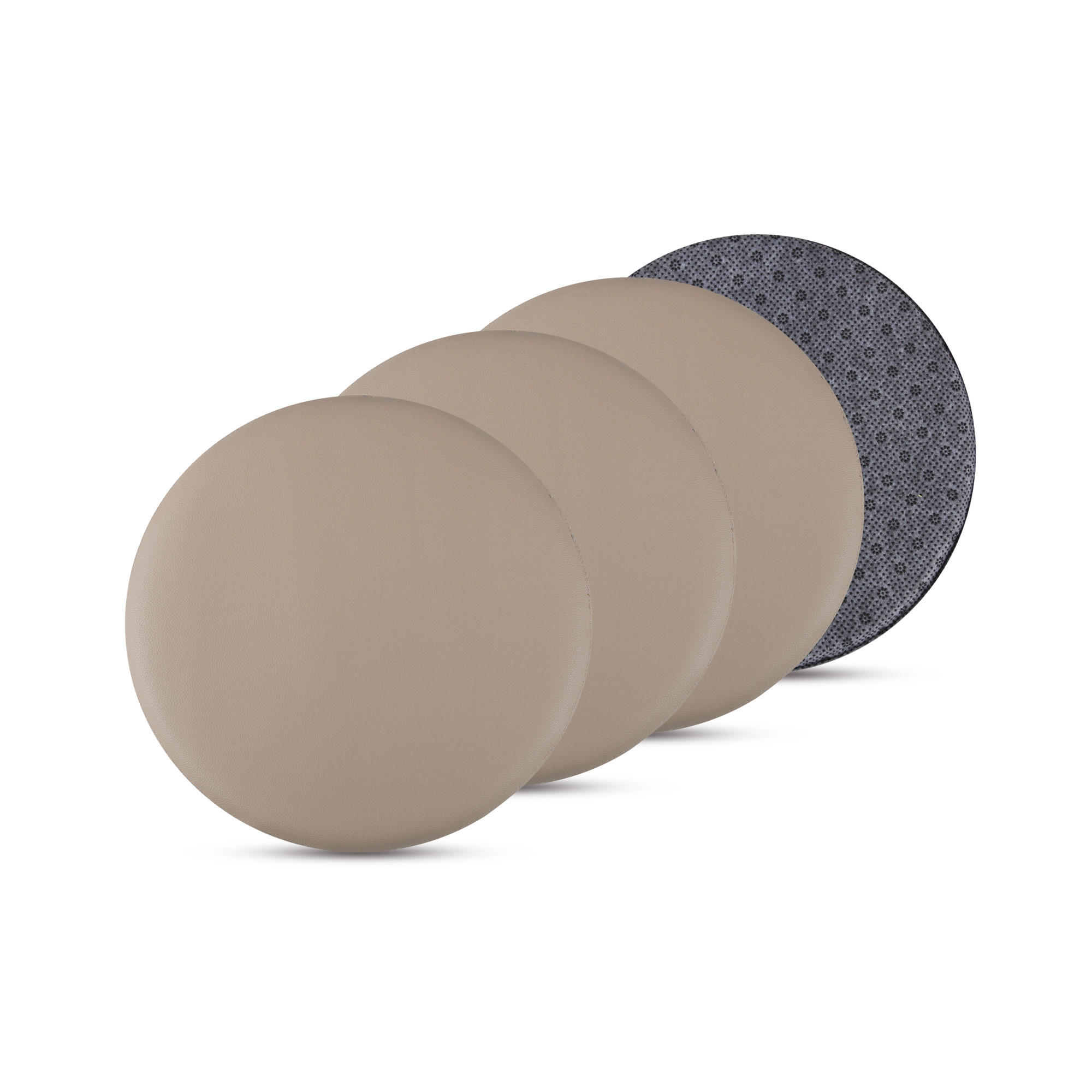 STUHLKISSEN 4er Pack ⌀ 38cm beige Lederimitat mit Antirutsch - Beige, Textil (38/38/1cm) - Bestlivings