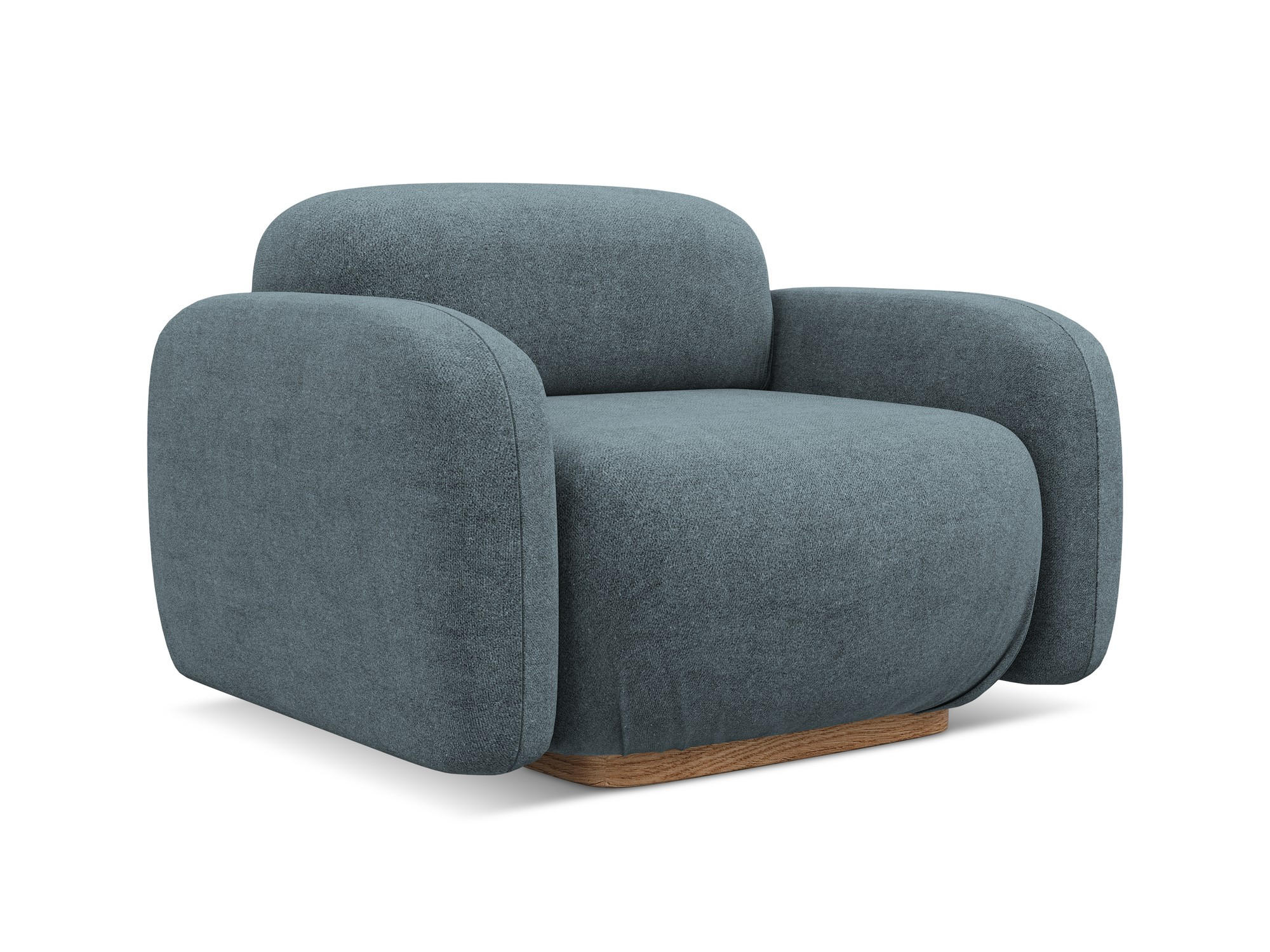 SESSEL Bouclé Stoff Blau - Blau/Blaugrau, Holz/Textil (110/73/95cm) - Makamii