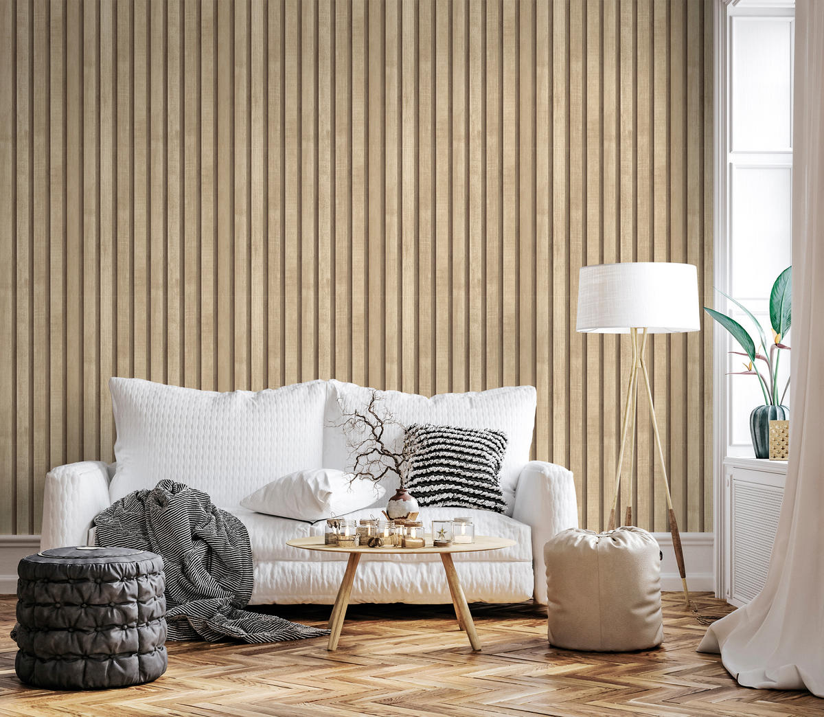 TAPETE 3D Holzpaneele 53 cm x 10 m - Beige, Papier (53/1000cm) - Sanders & Sanders