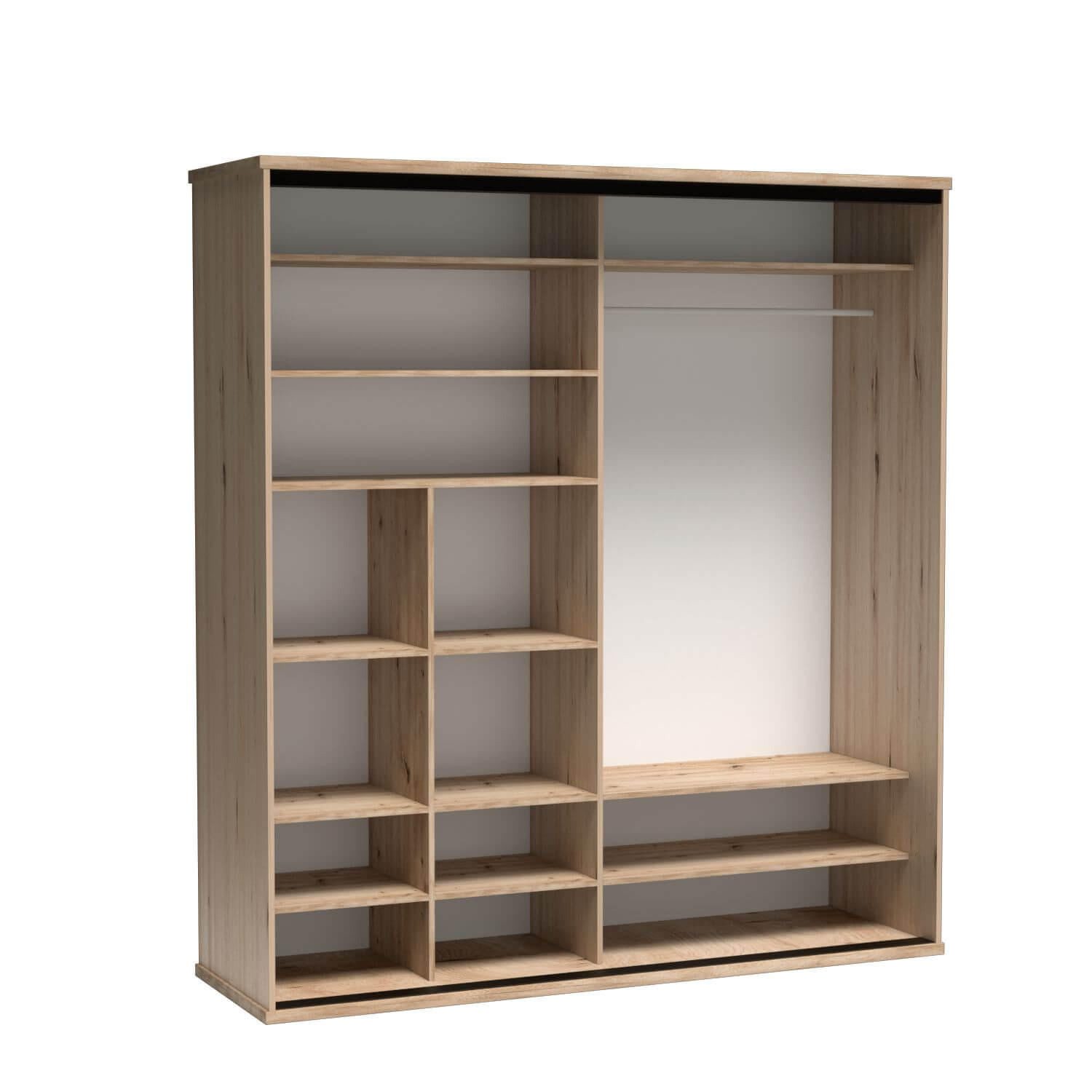 SCHWEBETÜRENSCHRANK Caya mit zwei Türen und Spiegel, 200 cm - Eiche Artisan, Holzwerkstoff (200/217/60cm) - Beautysofa