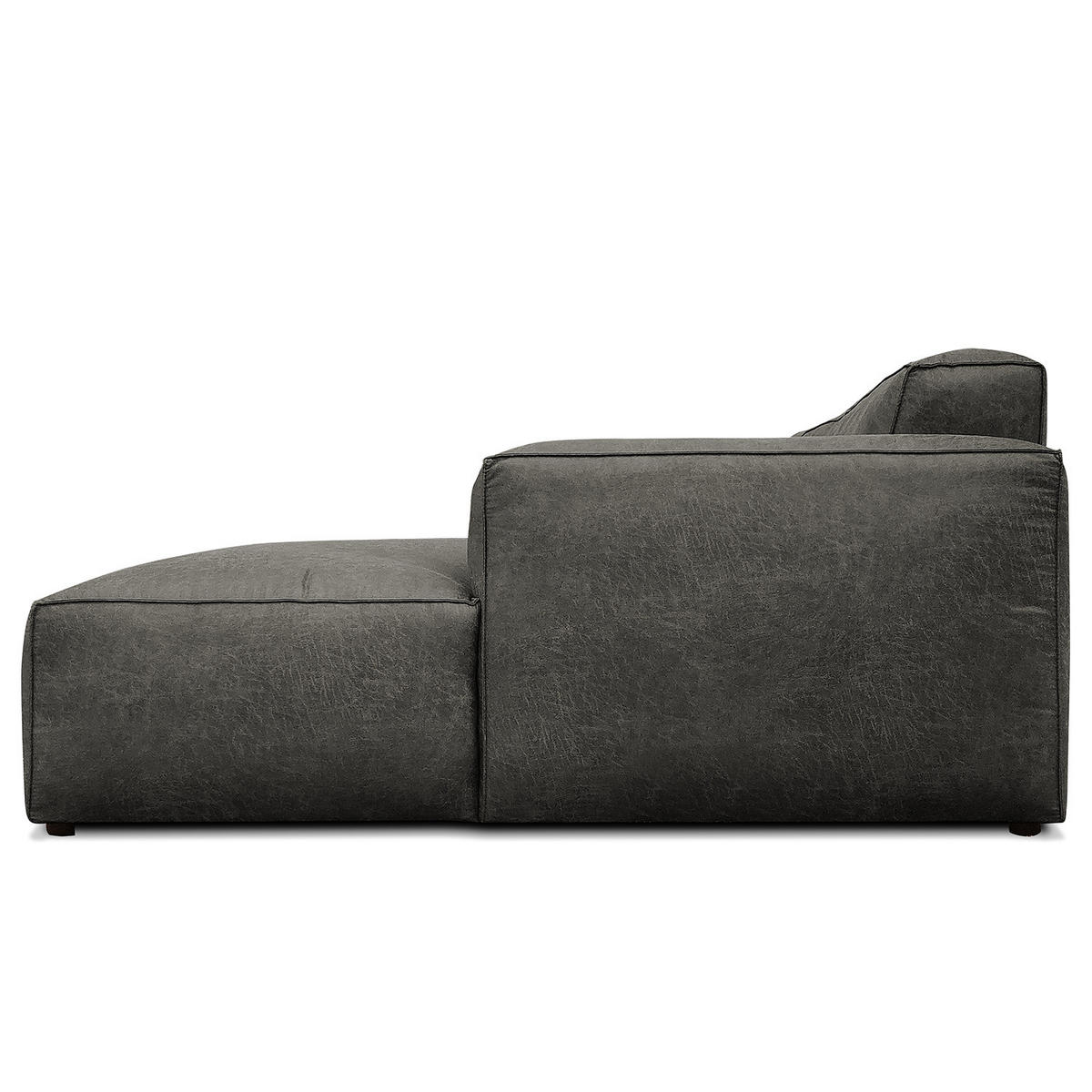 ECKSOFA mit Longchair - Dunkelgrau/Schwarz, Kunststoff (345/170cm) - home24