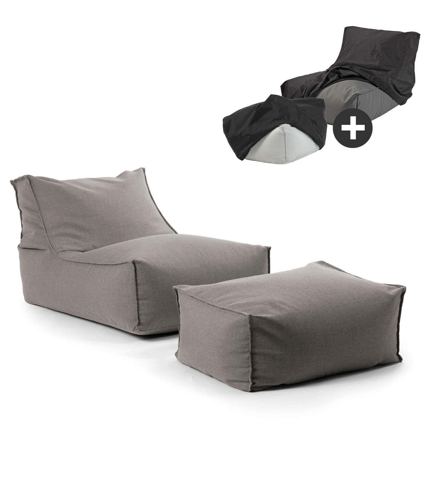 SITZSACK mit Hocker und Hülle Der Sundowner - Grau, Textil (65/65/100cm) - Mokebo
