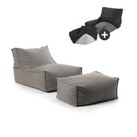 SITZSACK mit Hocker und Hülle Der Sundowner - Dunkelgrau/Grau, Textil (65/65/100cm) - Mokebo