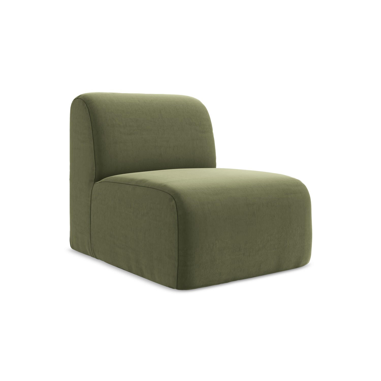 SOFAELEMENT Samt Stoff Grün - Schwarz/Olivgrün, Holzwerkstoff/Kunststoff (70/75/94cm) - LaMiaSofa