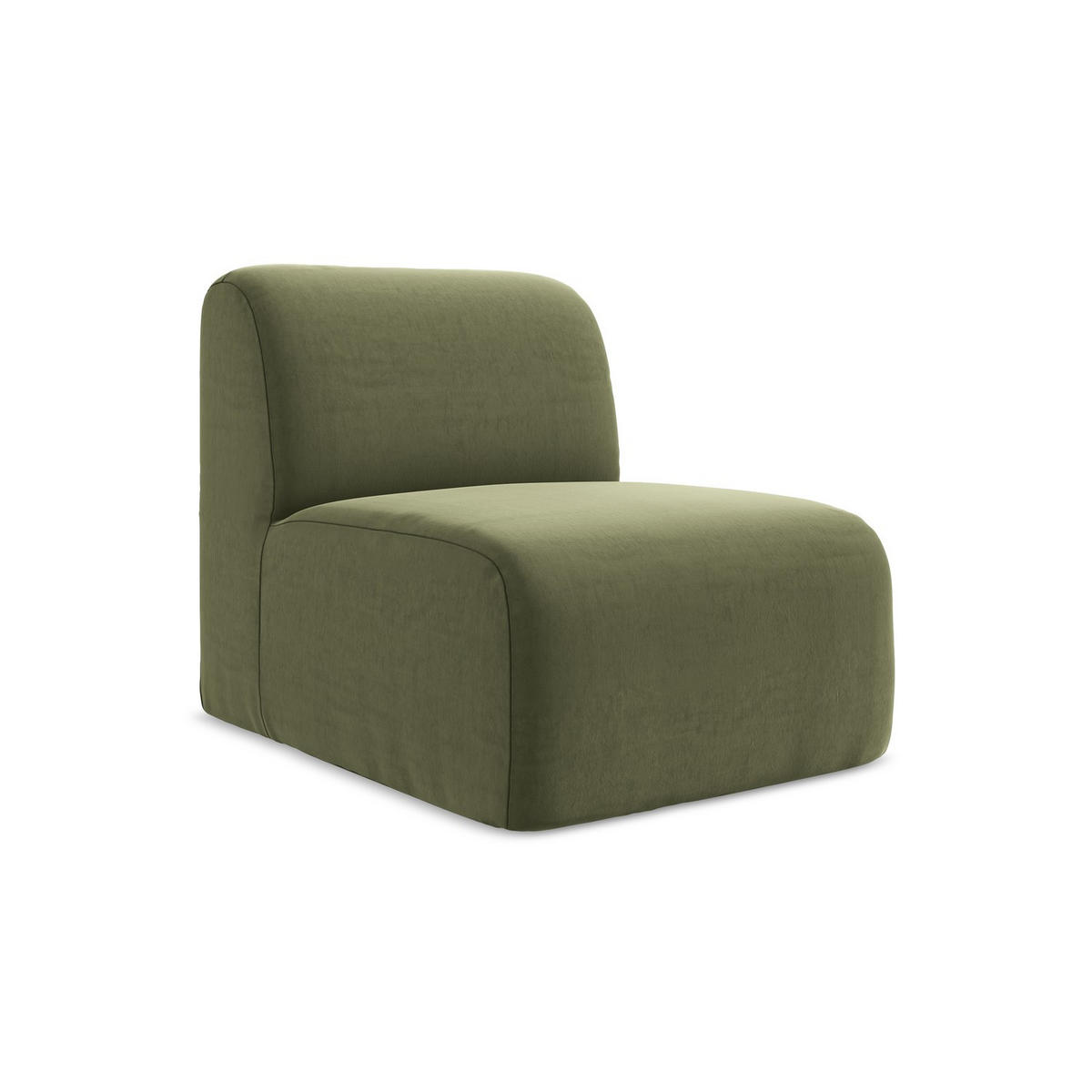 SOFAELEMENT Samt Stoff Grün - Schwarz/Olivgrün, Holzwerkstoff/Kunststoff (70/75/94cm) - LaMiaSofa