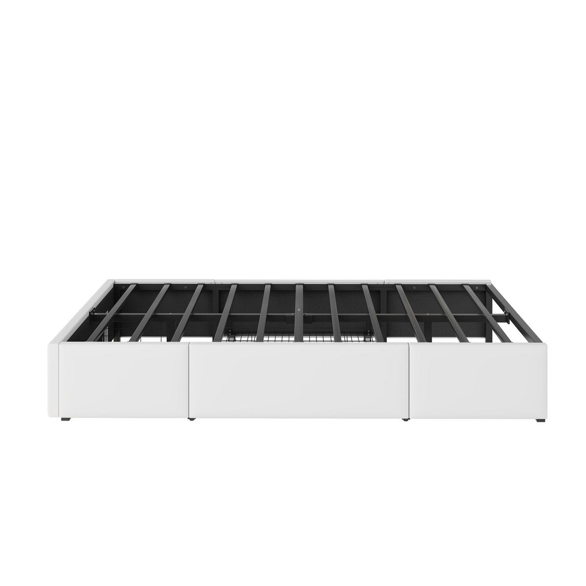 BETTGESTELL 90x200cm PU Leder Schubladen LED Weiß - Weiß, Textil (90/200cm) - FLIEKS