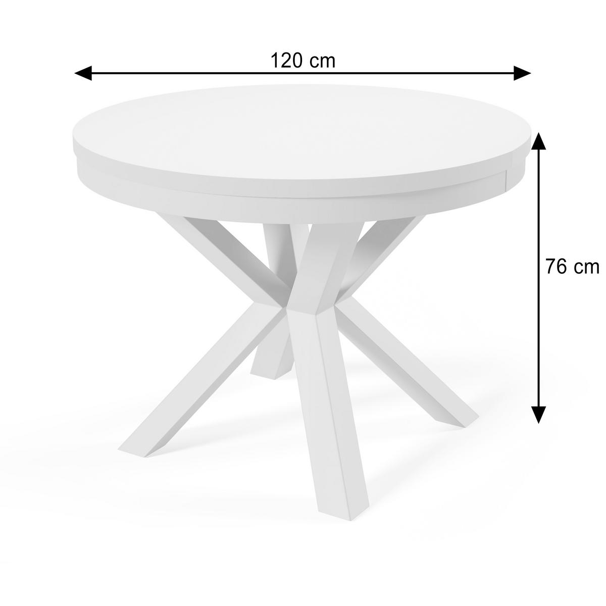 ESSTISCH Nordic, Runder Tisch mit Ausziehfunktion, 120-200x100 cm, Schwarz+Wallnuss Franklin Tobacco - Walnussfarben/Schwarz, Metall (120/120/76cm) - Beautysofa