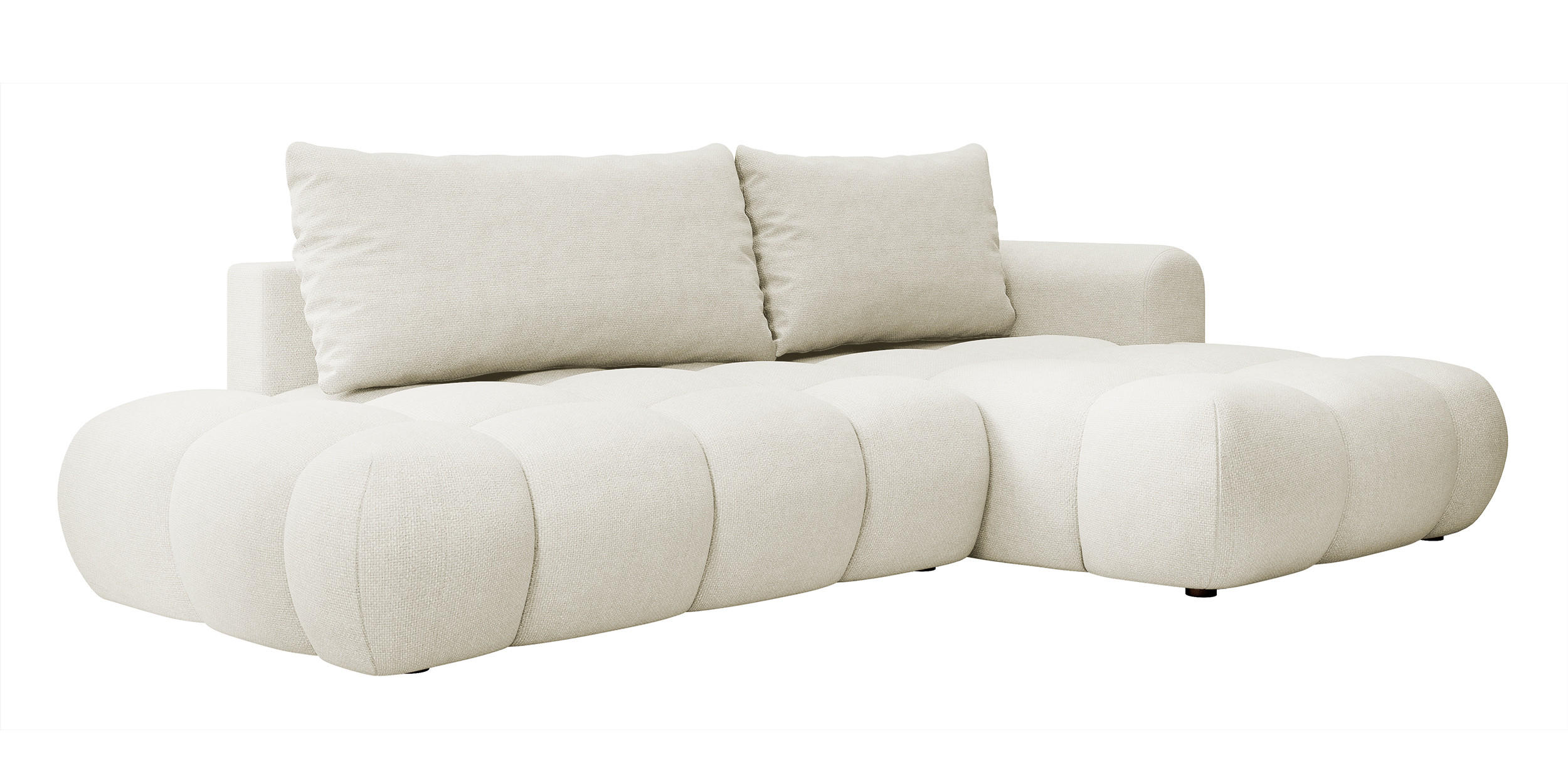 ECKSOFA Ombo Cremeweiß Chenille 280 cm - Creme/Schwarz, Kunststoff/Textil (284/167cm) - Selsey
