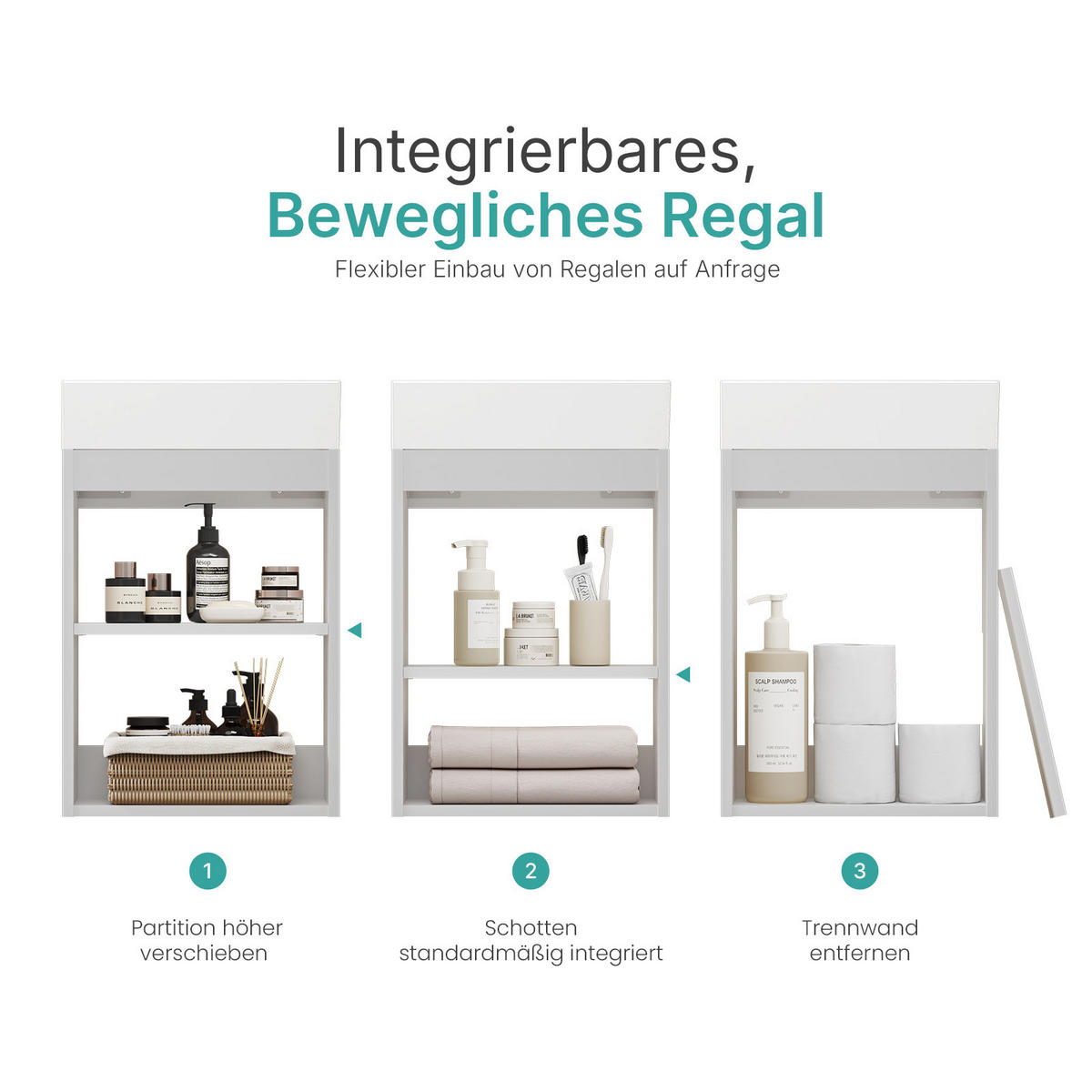 WASCHTISCHKOMBI Weiß 41,7/24/64,6 cm - Weiß, Holzwerkstoff (41.7/64.6/24cm) - EMKE