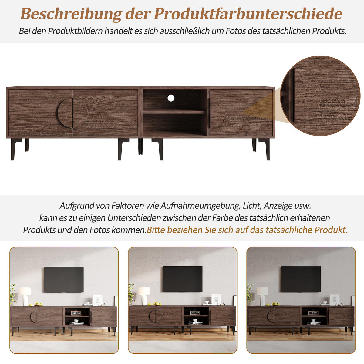 TV-SCHRANK 180/35/49 cm Dunkel Walnuss für 80 Zoll TV mit 3 Türen - Nussbaumfarben, Holzwerkstoff (180/49/35cm) - Oxeza