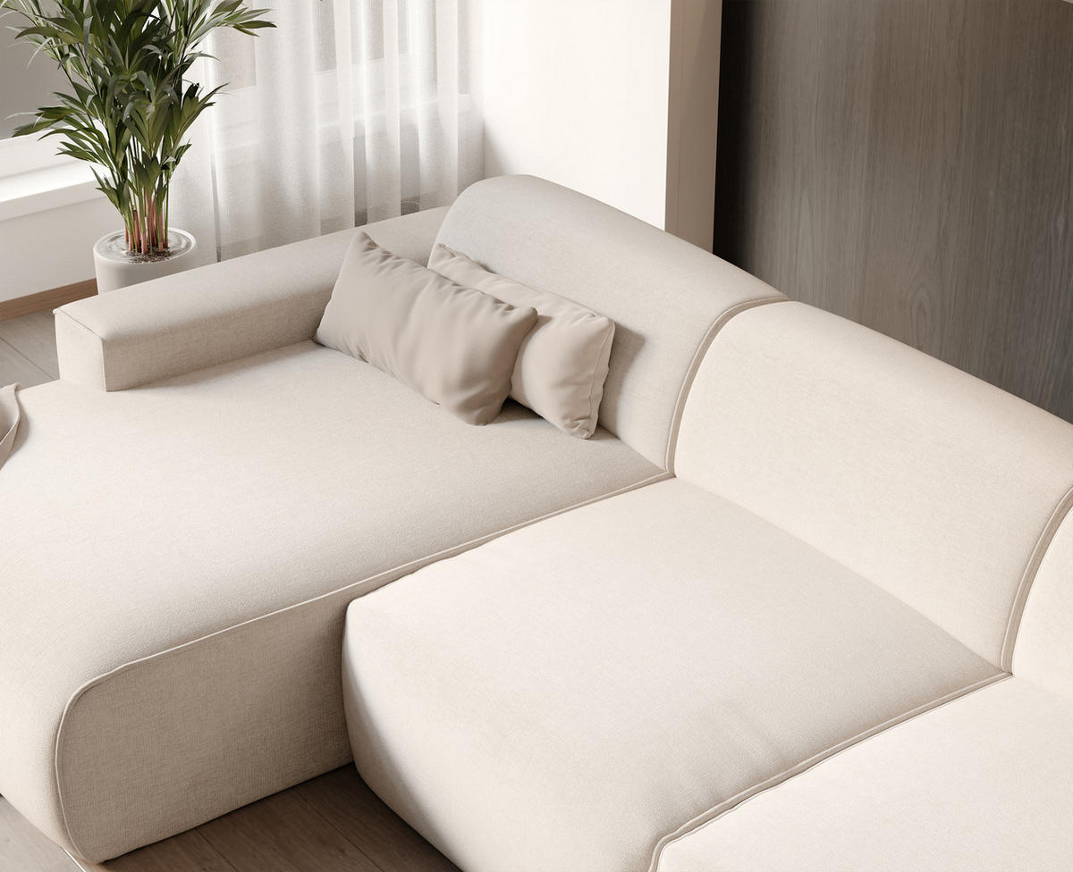 ECKSOFA DOVE Chenille-Stoff in Beige - Beige, Holzwerkstoff/Kunststoff (250/90cm) - Idohome