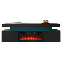 TV-LOWBOARD EF 2D Glossa mit Kamin - Schwarz, Holzwerkstoff/Kunststoff (190/59/41cm) - MIRJAN24