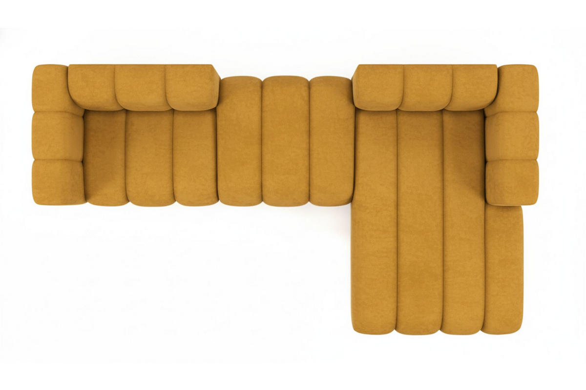 ECKSOFA L-Form Grand L 319 cm, Veloursstoff Salvador, Gelb, Rechts - Gelb, Holz (319/179cm) - Kaiser Möbel