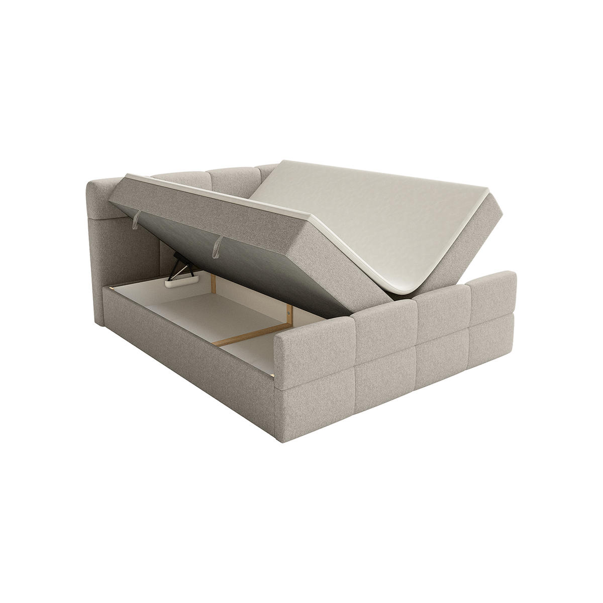 BOXSPRINGBETT ALZEA 140x200 cm, Grau - Grau, Textil (140/200cm) - Fedve